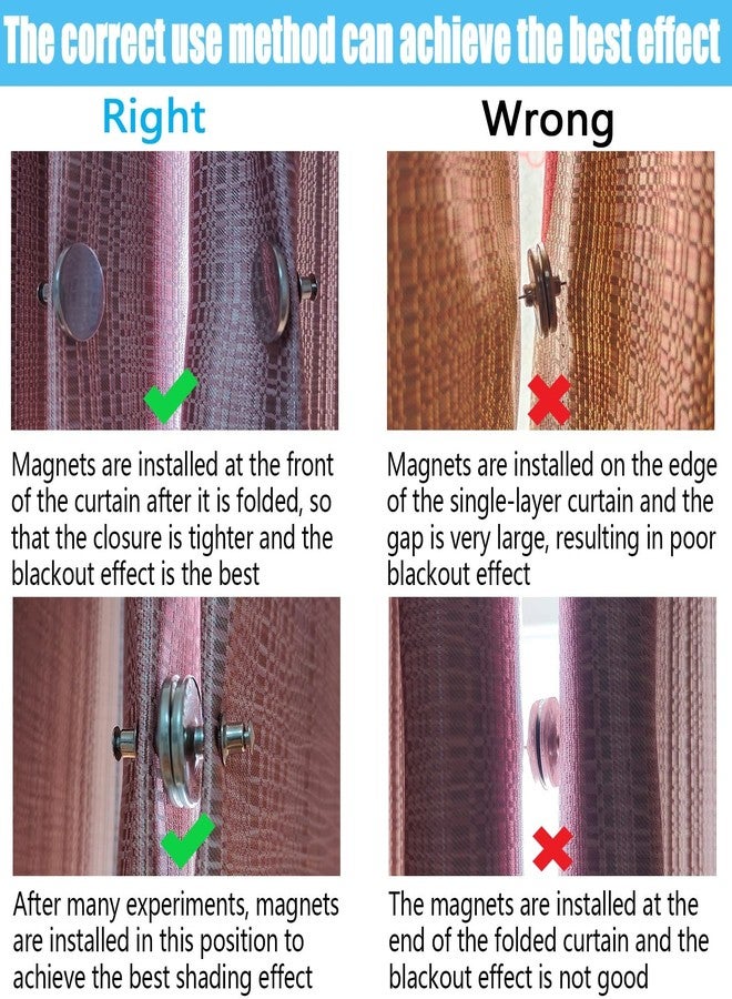 Yteseery 16 Pairs Magnetic Curtain Clips, Curtain Weights Magnets for Thin Drapery, Curtain Magnets Closure Prevent Light Leaking, Double Sided Magnetic wtih Strong Heavy Magnets Plus Size 0.98inch - Image 4
