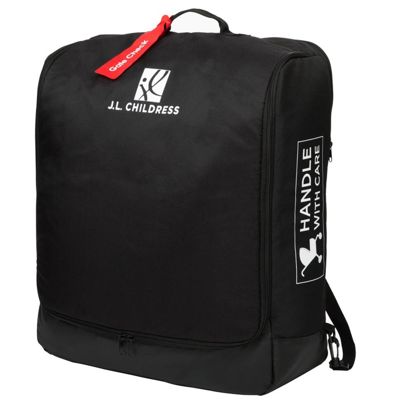 J.L. Childress Padded Compact Travel Stroller Bag for Airplane - Fits Most Compact-Fold Single Baby Strollers, AirTag Compatible, Black, Expands from 21"W x 23"H x 7"D to 21"W x 23"H x 11"D - Image 1