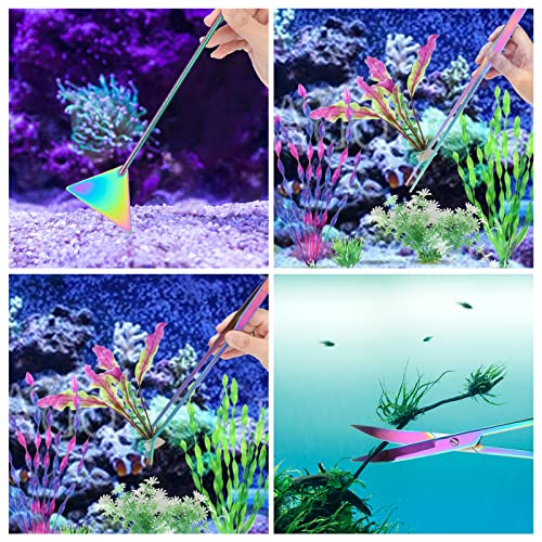 Catcan 4 in 1 Quarium Aquascape Tools Kits AntiRust Stainless Steel Aquatic Plant Aquascaping Tweezers Scissors Spatula for Aquarium Tank Cleaning Fish Tank Aquascape Tools Sets - Image 3