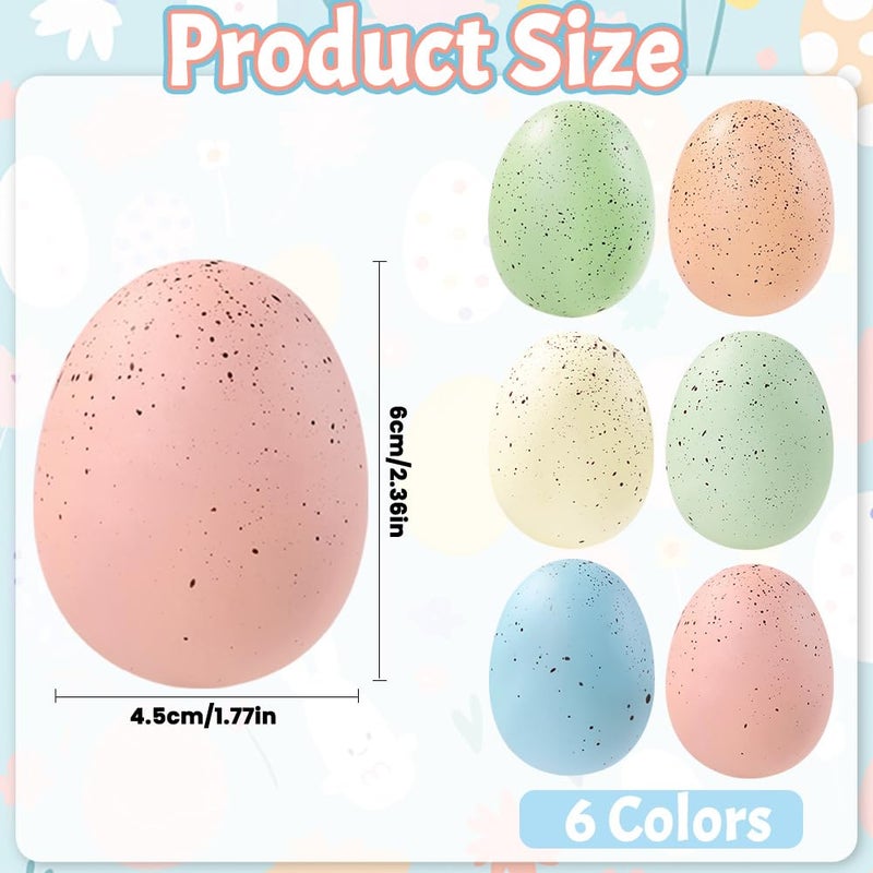 Celltestria 24 Pcs 2.4 inch Easter Speckled Eggs Pastel Plastic Speckled Eggs Decorative Easter Eggs Artificial Eggs for Basket Fillers Spring Party Favors Wreath Decor Craft Projects - Image 2