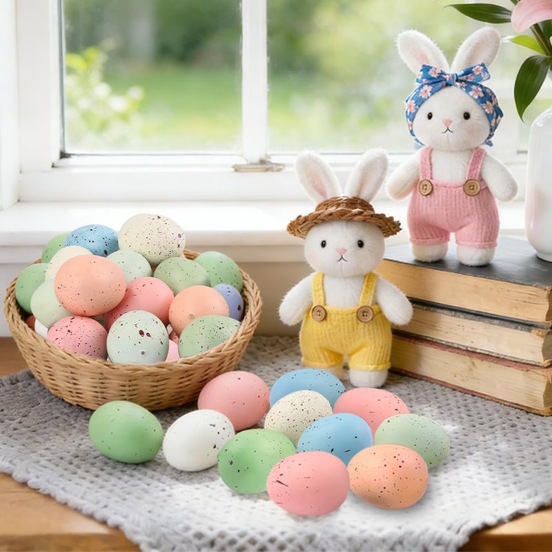 Celltestria 24 Pcs 2.4 inch Easter Speckled Eggs Pastel Plastic Speckled Eggs Decorative Easter Eggs Artificial Eggs for Basket Fillers Spring Party Favors Wreath Decor Craft Projects - Image 3