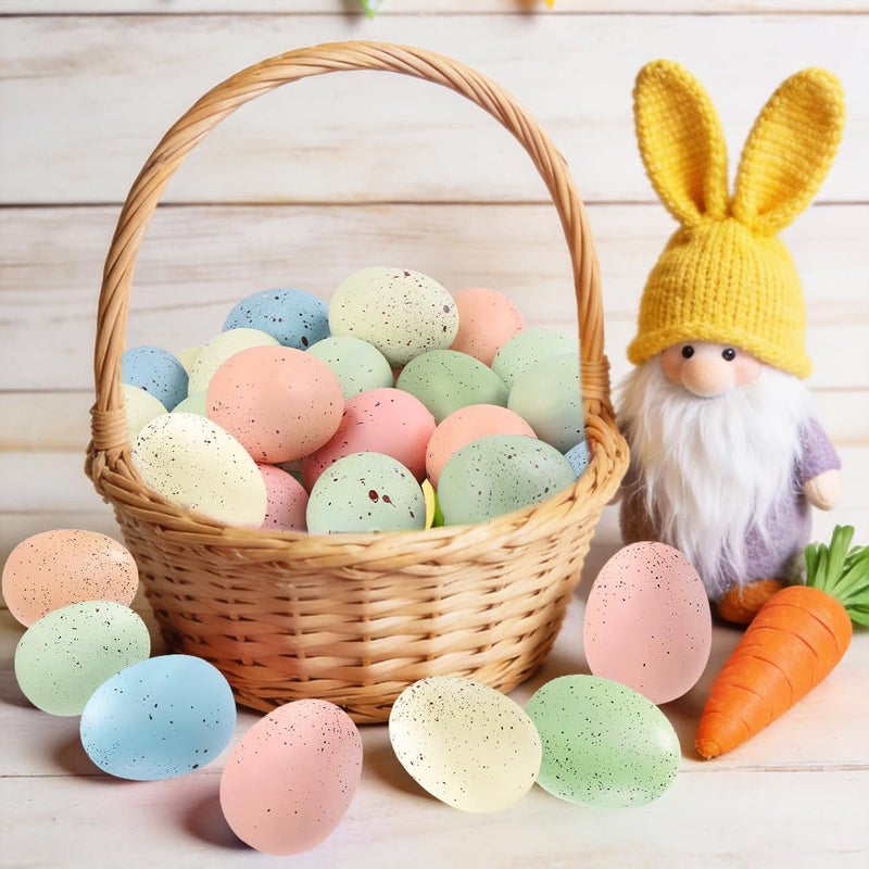 Celltestria 24 Pcs 2.4 inch Easter Speckled Eggs Pastel Plastic Speckled Eggs Decorative Easter Eggs Artificial Eggs for Basket Fillers Spring Party Favors Wreath Decor Craft Projects - Image 5
