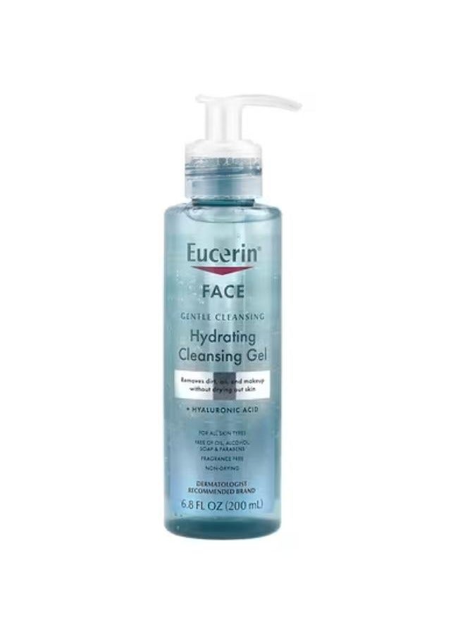 Eucerin Hydrating Cleansing Gel + Hyaluronic Acid, Face, Fragrance Free, 6.8 fl oz (200 ml)