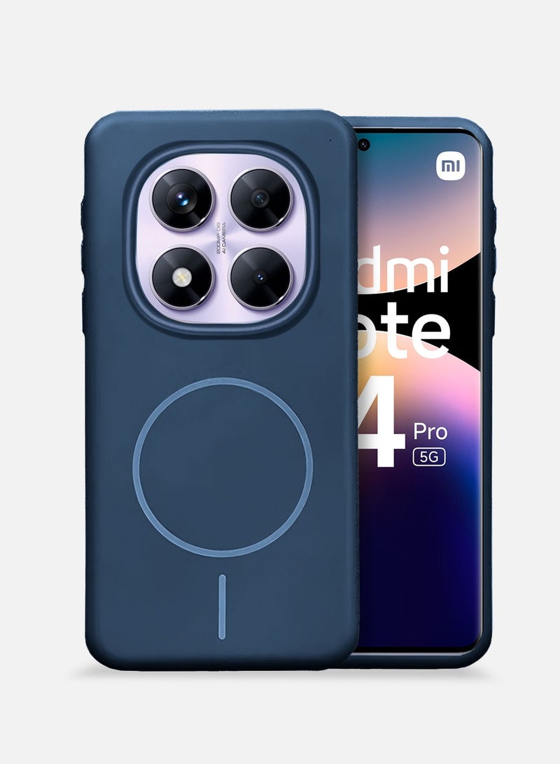 Wtech Xiaomi Redmi Note 14 Pro 5G 2025 Premium Liquid Silicone Compatible With Thin Magsafe Ring Case Cover (MCMPMN) - Navy Blue - Image 1