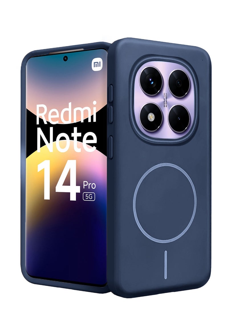 Wtech Xiaomi Redmi Note 14 Pro 5G 2025 Premium Liquid Silicone Compatible With Thin Magsafe Ring Case Cover (MCMPMN) - Navy Blue - Image 2