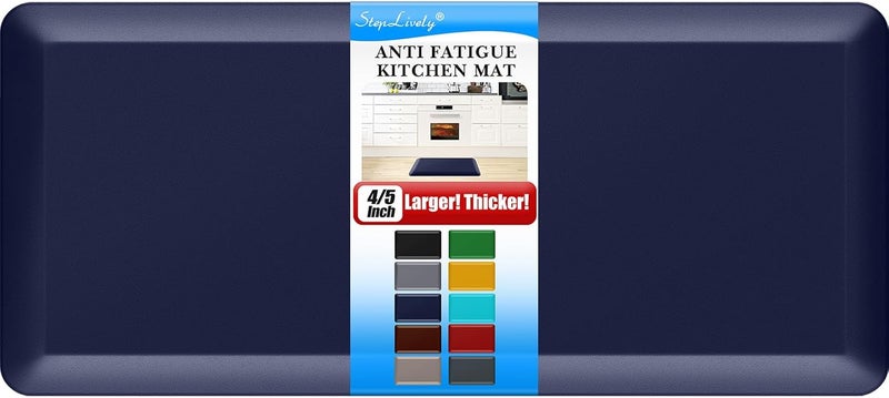 StepLively 4/5 Inch Thick Kitchen Mat - Cushioned Anti Fatigue Mats for Kitchen Floor - Easy to Clean, Waterproof, Non-Slip Kitchen Rug for Sink, Office, Kitchen (17''x39'' Blue) - Image 1