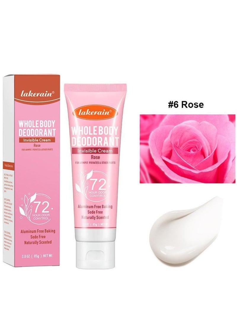 lakerain مزيل العرق لكامل الجسم بوزن 85 جرام، كريم مزيل لرائحة العرق تحت الإبط لمدة 72 ساعة، مضاد للتعرق، جل شفاف، خالٍ من صودا الخبز، كريم طبيعي للعناية بالبشرة - Image 2