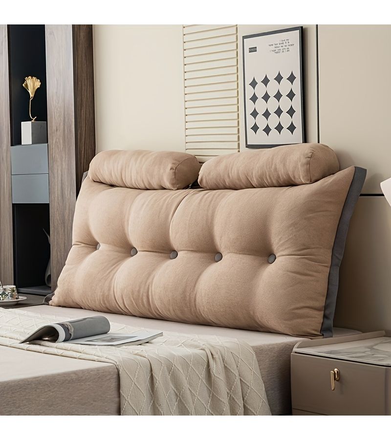 29.5 Inch Long Lumbar Support Cushion With Ruffle Design Universal Hill Series Backrest Cushion Soft Velvet Lace Trim Removable Washable Cover For Bedroom Living Room And Sofa Yellow - Image 4
