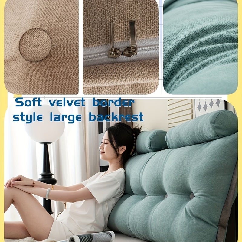 29.5 Inch Long Lumbar Support Cushion With Ruffle Design Universal Hill Series Backrest Cushion Soft Velvet Lace Trim Removable Washable Cover For Bedroom Living Room And Sofa Yellow - Image 1