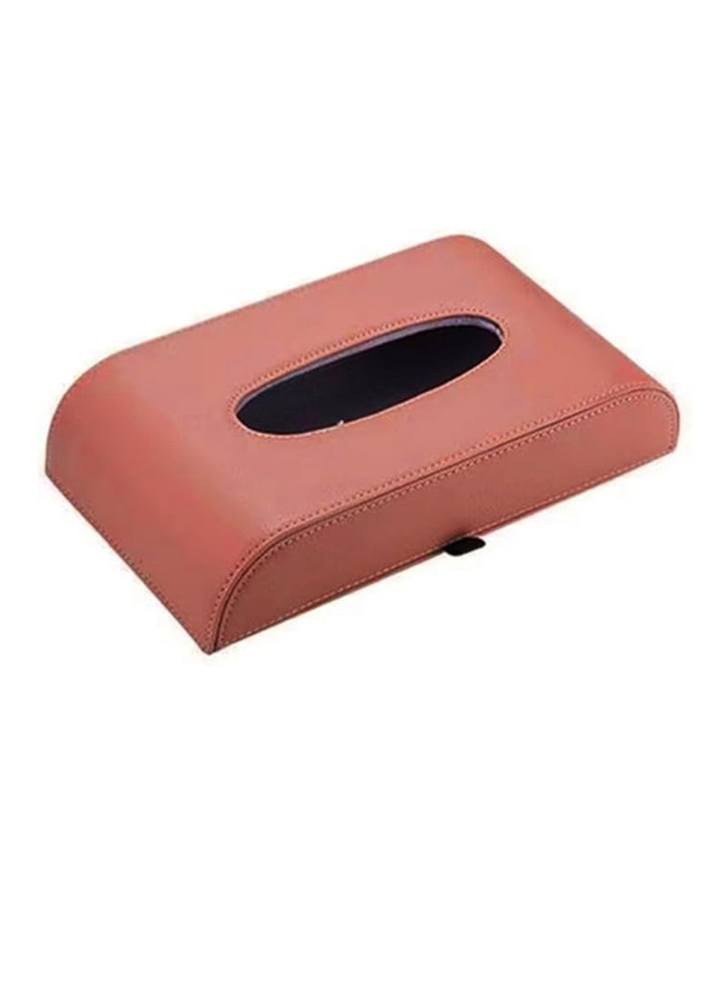 Car Tissue Box Holder, PU Leather Napkin Cover, Paper Tissue Dispenser for Visor & Backseat, Vehicle Accessories Brown