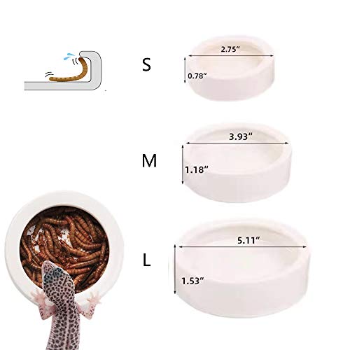 Abustle pig Reptile Food Water Bowl, 2 pcs Ceramics Worm Dish ,Anti-Escape Reptile Water Feeder ,Mealworm Bowl for Lizard Gecko Bearded Dragon, (S,M,L) (Large) - Image 4