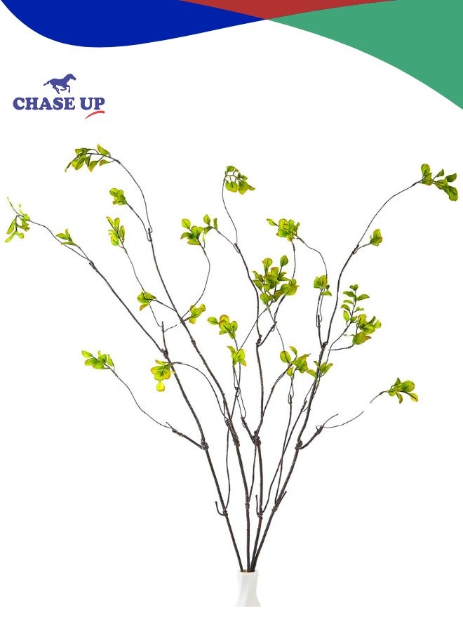 Chase Up 4Pcs 38'' Artificial Ficus Branches Fake Greenery Stems Faux Ficus Twig Plants Green Fake Leaf Spray for Home Office Wedding Vase Filler Banquet Home Decoration (Green) - Image 1