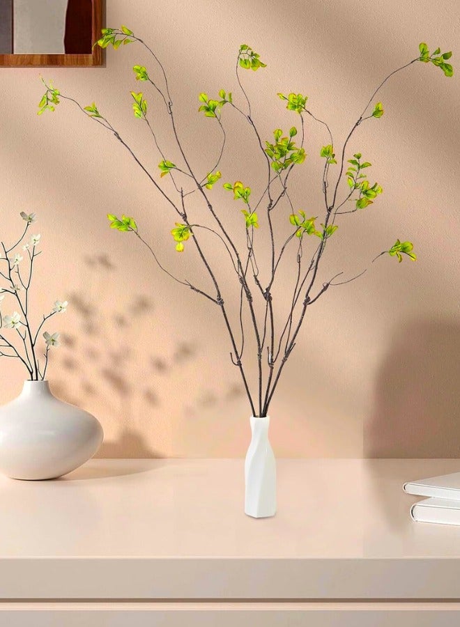 Chase Up 4Pcs 38'' Artificial Ficus Branches Fake Greenery Stems Faux Ficus Twig Plants Green Fake Leaf Spray for Home Office Wedding Vase Filler Banquet Home Decoration (Green) - Image 3