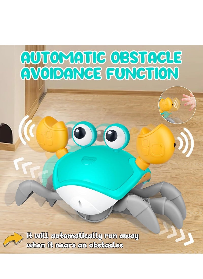 ELTRAZONE - Crawly crab baby toy,Birthday Gifts for Toddler & Newborn, Light-Up Walking Dancing Moving Crab with Music & Obstacle Avoidance,Build in Rechargeable Battery for Crawling Crab Baby Interactive Toy - Image 1