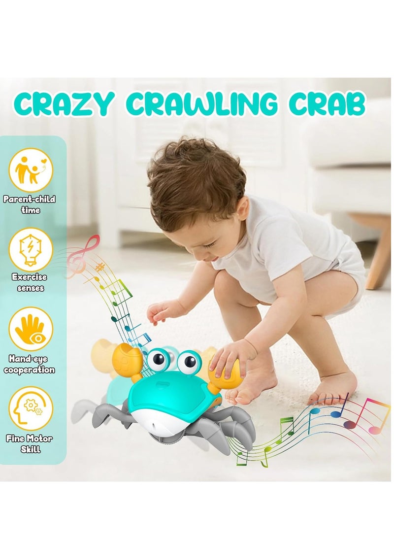 ELTRAZONE - Crawly crab baby toy,Birthday Gifts for Toddler & Newborn, Light-Up Walking Dancing Moving Crab with Music & Obstacle Avoidance,Build in Rechargeable Battery for Crawling Crab Baby Interactive Toy - Image 1