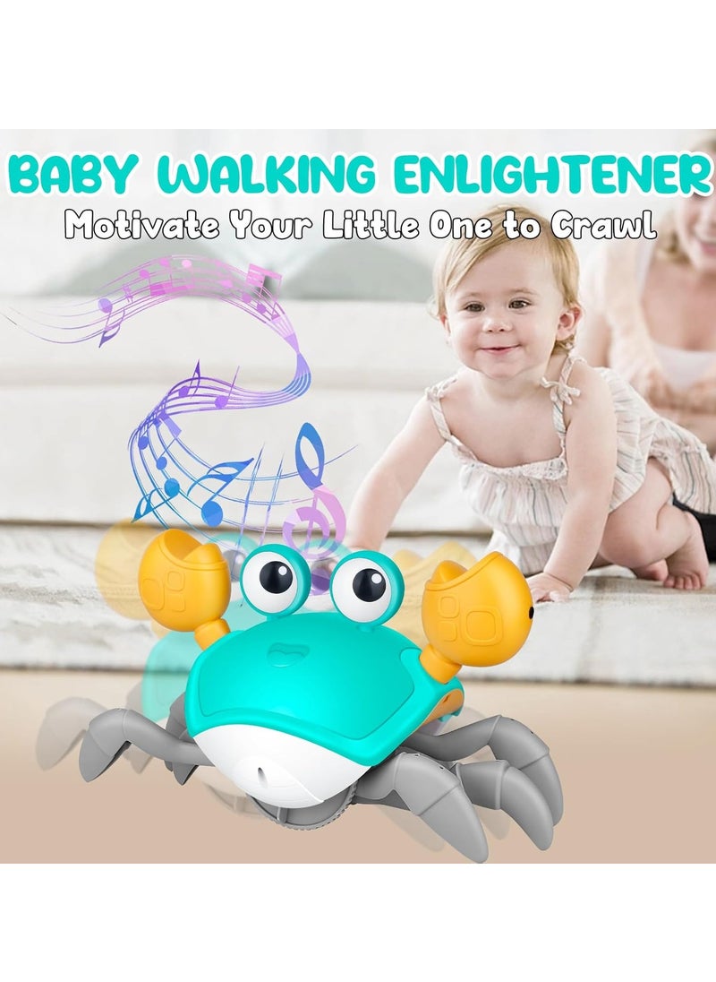 ELTRAZONE - Crawly crab baby toy,Birthday Gifts for Toddler & Newborn, Light-Up Walking Dancing Moving Crab with Music & Obstacle Avoidance,Build in Rechargeable Battery for Crawling Crab Baby Interactive Toy - Image 1