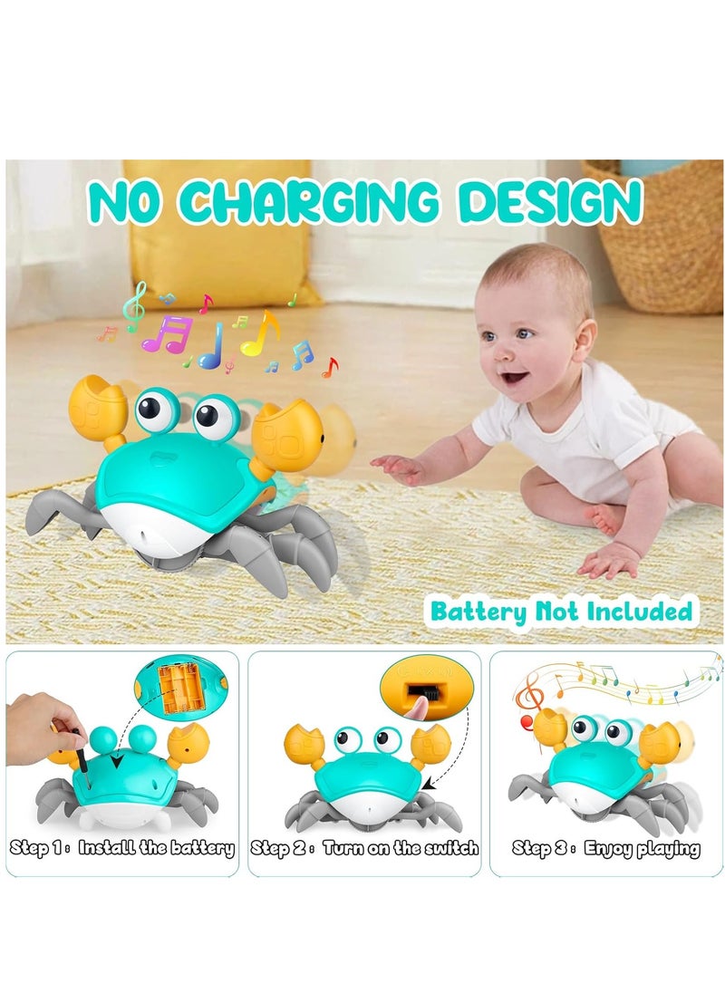 ELTRAZONE - Crawly crab baby toy,Birthday Gifts for Toddler & Newborn, Light-Up Walking Dancing Moving Crab with Music & Obstacle Avoidance,Build in Rechargeable Battery for Crawling Crab Baby Interactive Toy - Image 1
