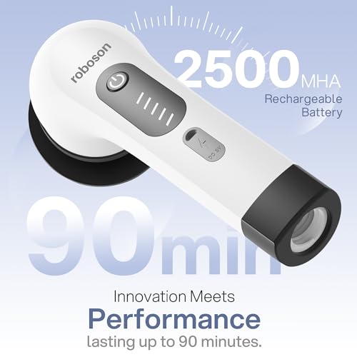 Roboson Electric Spin Scrubber,Cordless Cleaning Brush with 9 Brush Heads,425 RPM,90 Mins Runtime,IPX6 Waterproof,Adjustable Length,3 Speeds,Ideal for Bathroom,Kitchen,Glass,Utensil & Car,White - Image 3