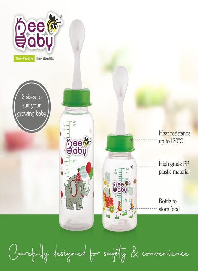 BeeBaby Gentle 2 in 1 Slim Neck Baby Feeding Bottle with Anti-Colic Silicone Nipple & (Plastic) Feeder Spoon, 8M+. (Green, 250 ml) - Image 5