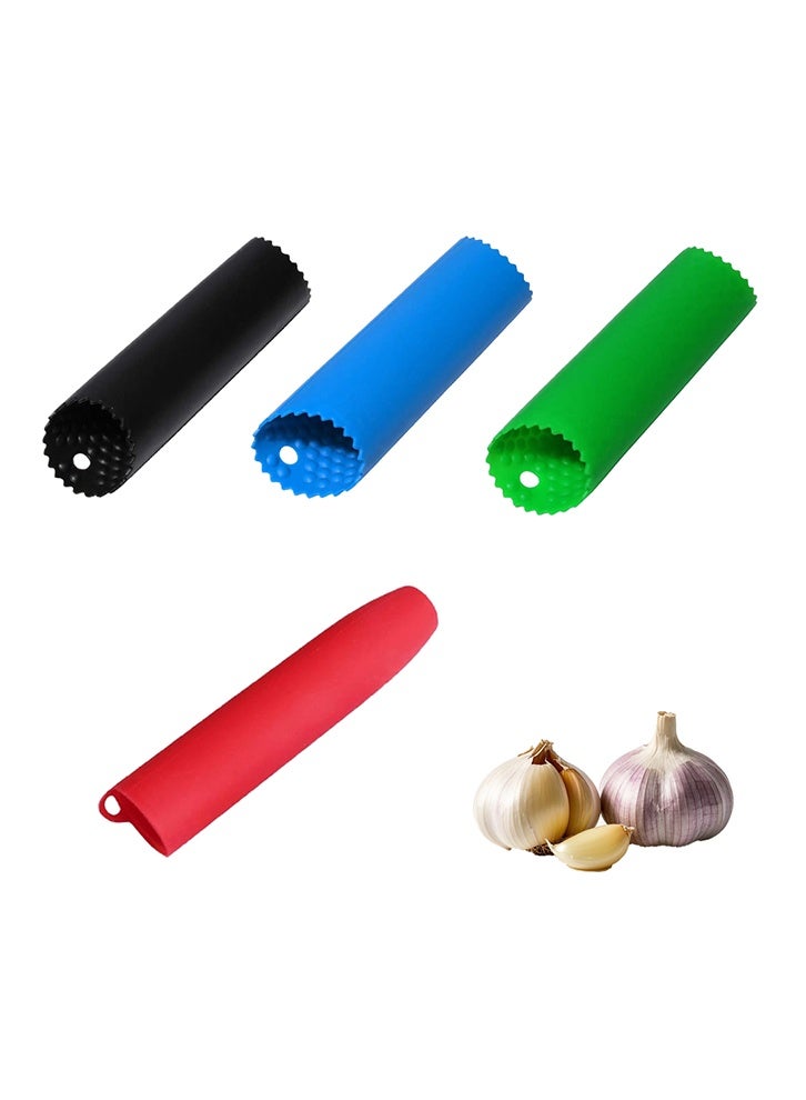 GNAFOTU 4 Pcs Garlic Peeler Skin Remover Roller,Internal Wave Points Design for Effortless Manual Peeling, Easy Useful Kitchen Tools(Red, Green, Blue, Black) - Image 1