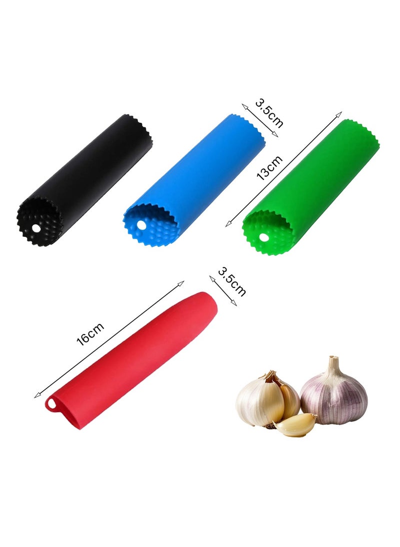 GNAFOTU 4 Pcs Garlic Peeler Skin Remover Roller,Internal Wave Points Design for Effortless Manual Peeling, Easy Useful Kitchen Tools(Red, Green, Blue, Black) - Image 2