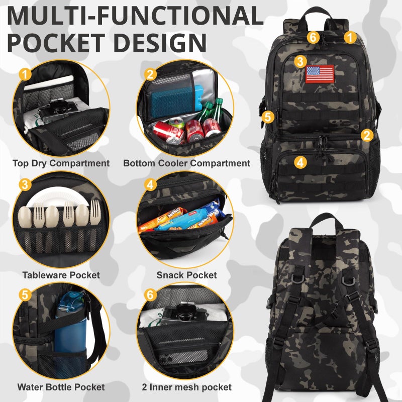 ATRIPACK Tactical Double Deck Cooler Backpack for Men,Large Lunch Backpack with 2 Compartment,Soft Coolers Bag Water-Resistant Leak Proof Coolers Bag Beach Picnic - Image 4