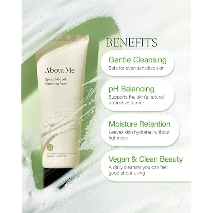About Me Sprout Mild pH Cleansing Foam – Korean Wheat Broccoli Sprout Extract Face Wash for All Skin Types – Daily Gentle Cleansing with Amino Acids – Korean Skin Care – 4.05oz, 120ml - Image 2