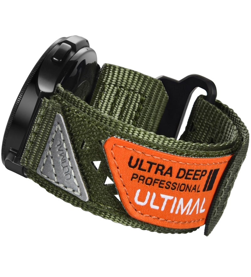 ULTIMAL Compatible with Samsung Galaxy Watch 7 6 5 4 FE 40mm 44mm/6 Classic 43mm 47mm/5 Pro 45mm/4 Classic 42mm 46mm, 20mm Nylon Adjustable Sports Strap for Men Women (ARMY GREEN, L) - Image 1