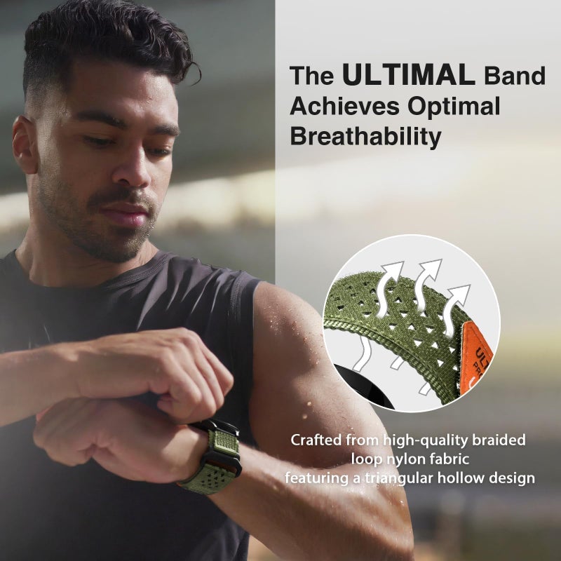 ULTIMAL Compatible with Samsung Galaxy Watch 7 6 5 4 FE 40mm 44mm/6 Classic 43mm 47mm/5 Pro 45mm/4 Classic 42mm 46mm, 20mm Nylon Adjustable Sports Strap for Men Women (ARMY GREEN, L) - Image 5
