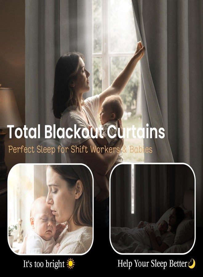 BGment Oatmeal Blackout Curtains for Bedroom 84 Inch Long - Linen Textured Thermal Insulated Light Blocking Lightweight Bronze Grommet Window Drapes for Farmhouse Living Room, 2 Panels, 52 x 84 Inch - Image 3