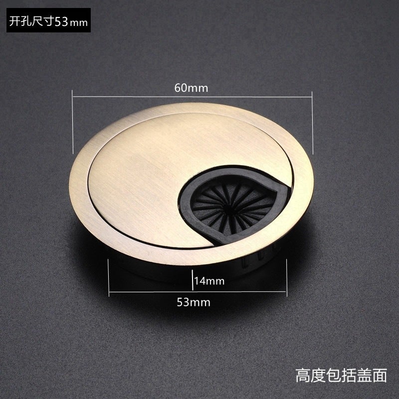 High-grade zinc alloy desktop wire box hole 50mm desk computer desk threading hole hole hole hole sealing cover plate Bronze 53 wire box