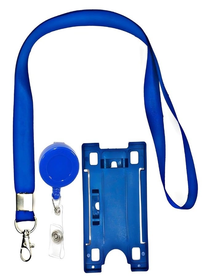 ANG Identification Badges ID Card Holder with Neck Lanyard & Retractable (Made in India) (Blue, Pack of 1) - Image 1