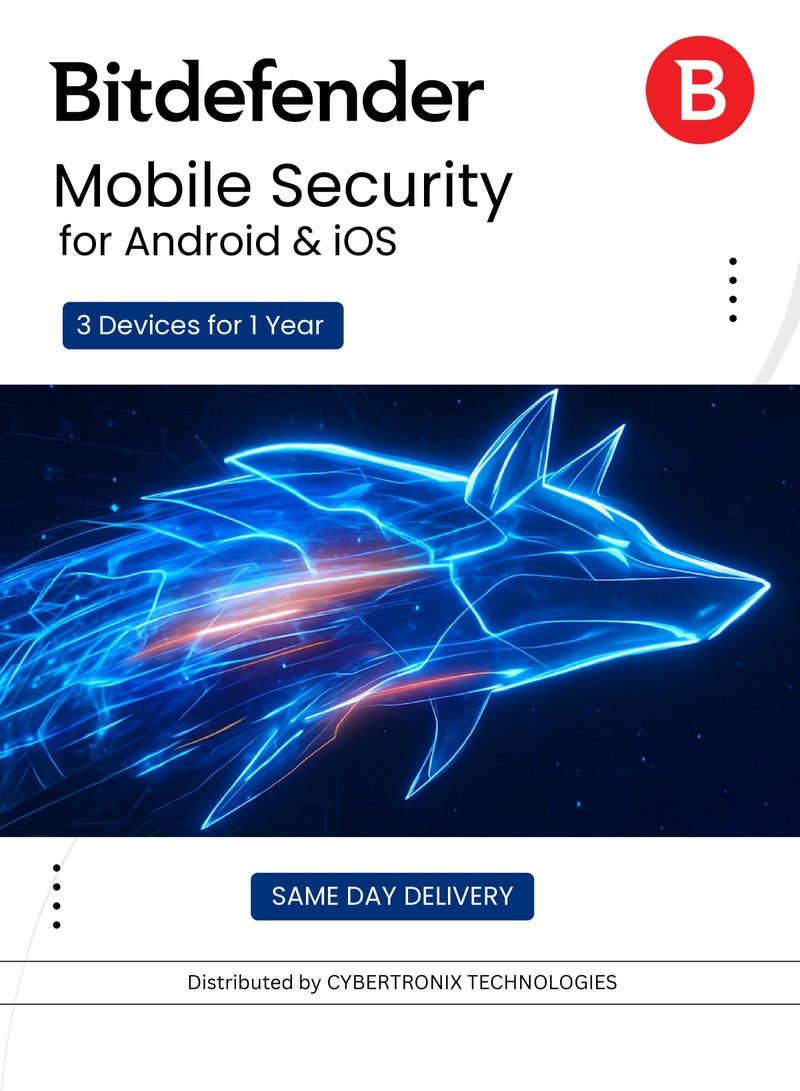 Bitdefender Mobile Security for Android & iOS | 3 Devices for 1 Year | Digital License | SAME DAY DELIVERY