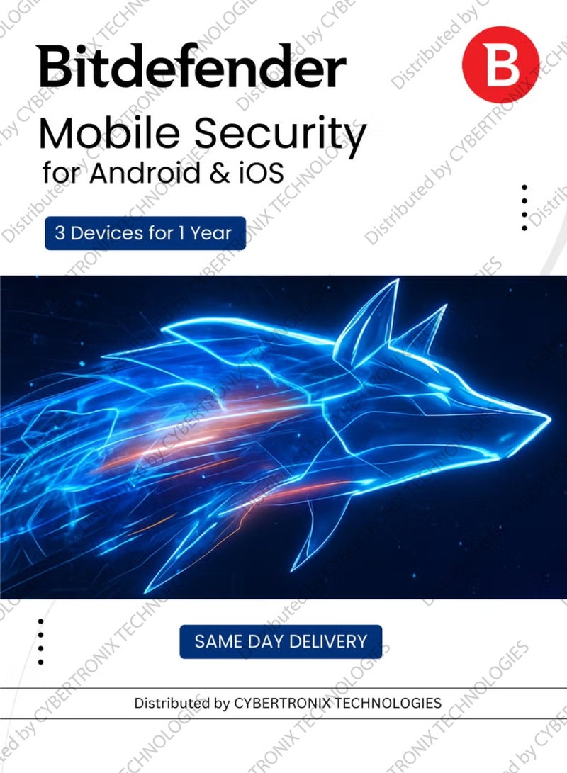 Bitdefender Mobile Security for Android & iOS | 3 Devices for 1 Year | Digital License | SAME DAY DELIVERY
