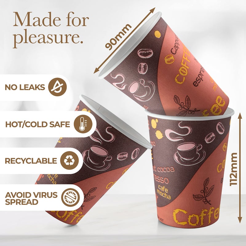 Shop Square Disposable Coffee Cups with Lids 12 oz (100 Pack) - To Go Paper for Hot & Cold Beverages, Coffee, Tea, Chocolate, Water, Juice Eco Friendly - Image 3