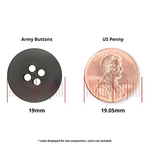 ButtonMode Tactical Buttons 19mm 30L Style 26 BDU ACU OCP ABU GI OD OC M65 Combat Arctic Army Cadet Uniform, American Military Spec Industrial Strength, Size 0.75 in. or 3/4", Foliage Green, 12-Button - Image 5