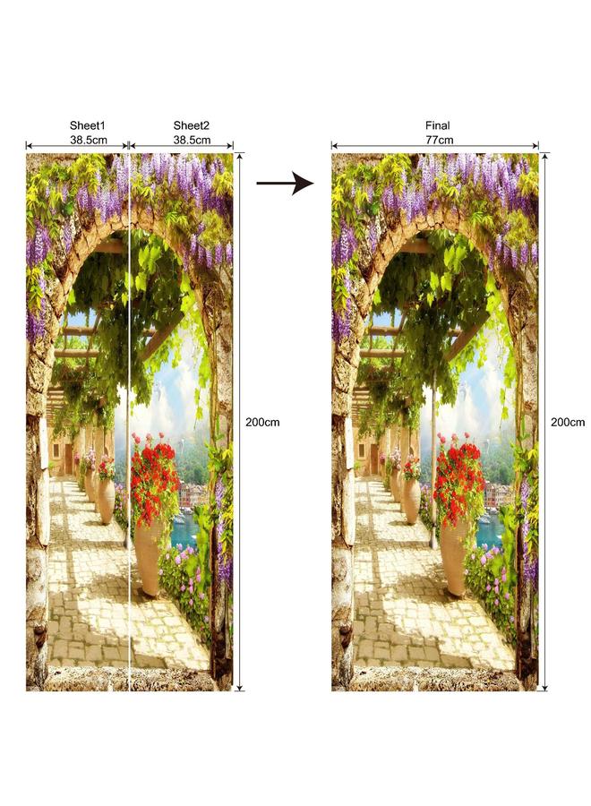 Bluejw Special Price Scenery Series Decorative Stickers 3D Simulation Door Stickers Removable Wall Stickers Bedroom Living Room Renovation PVC Wallpaper  - Image 1