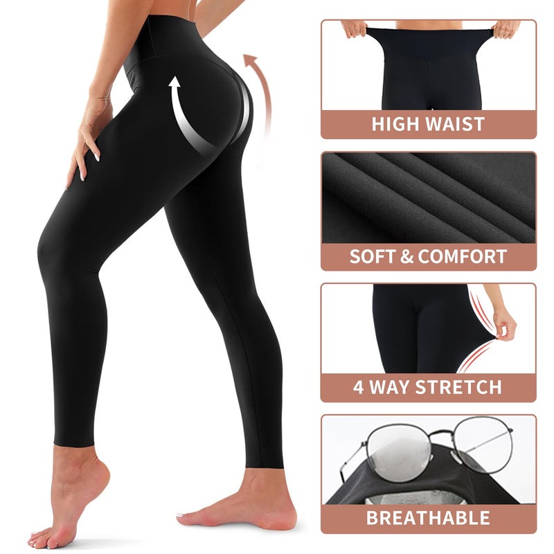 Bluemaple High Waisted Leggings for Women - Tummy Control Pants Non See Through Workout Soft Yoga Pants for Running Plus Size - Image 5
