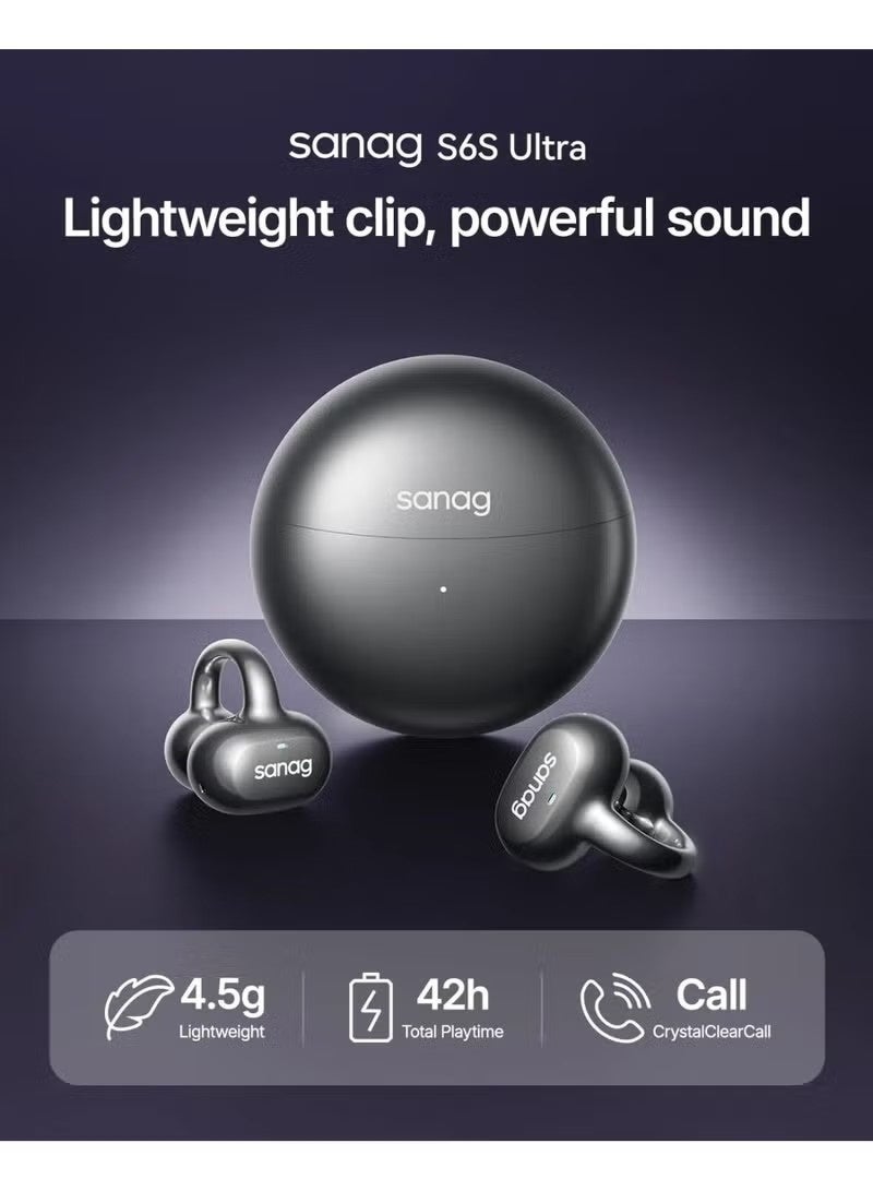 ساناج سماعات أذن لاسلكية Sanag S6S Ultra بلوتوث 5.4 بتصميم مفتوح ومشبك، أسود - Image 2