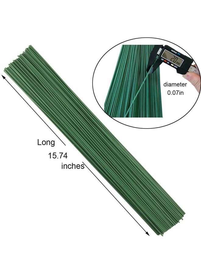 Arlai Pack of 50, Diameter 2mm Dark Green Paper Wrapped Floral stem Wire 16 Inch Floral Stem Wire - DIY Bouquet Stem Wrapping and Crafts - Image 2