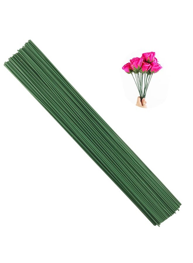 Arlai Pack of 50, Diameter 2mm Dark Green Paper Wrapped Floral stem Wire 16 Inch Floral Stem Wire - DIY Bouquet Stem Wrapping and Crafts - Image 1