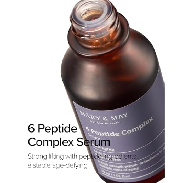 MARY & MAY Mary&May 6 Peptide Complex Serum - Advanced Wrinkle Improvement with Firming and Lifting Effects - Korean Skincare - Fragrance Free, Hypoallergenic, Quick Absorbing, 1.01oz. - Image 2