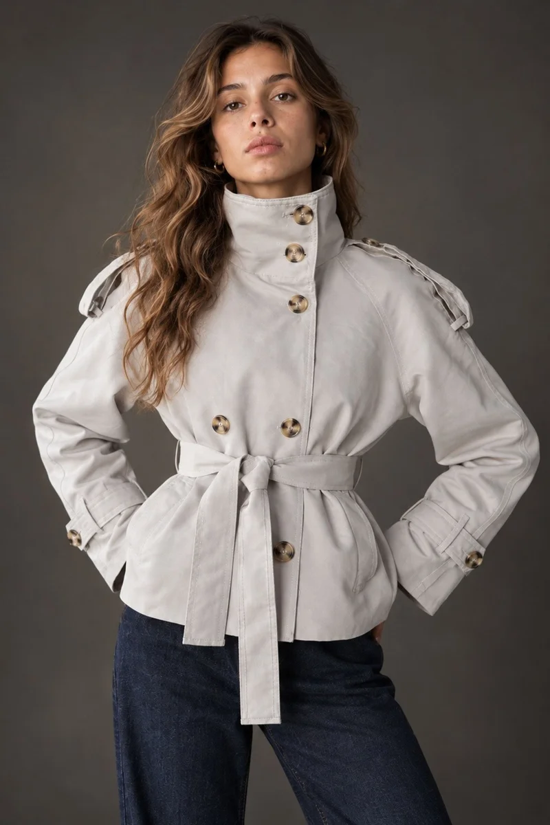 Hiccup Stand Collar Trench Jacket