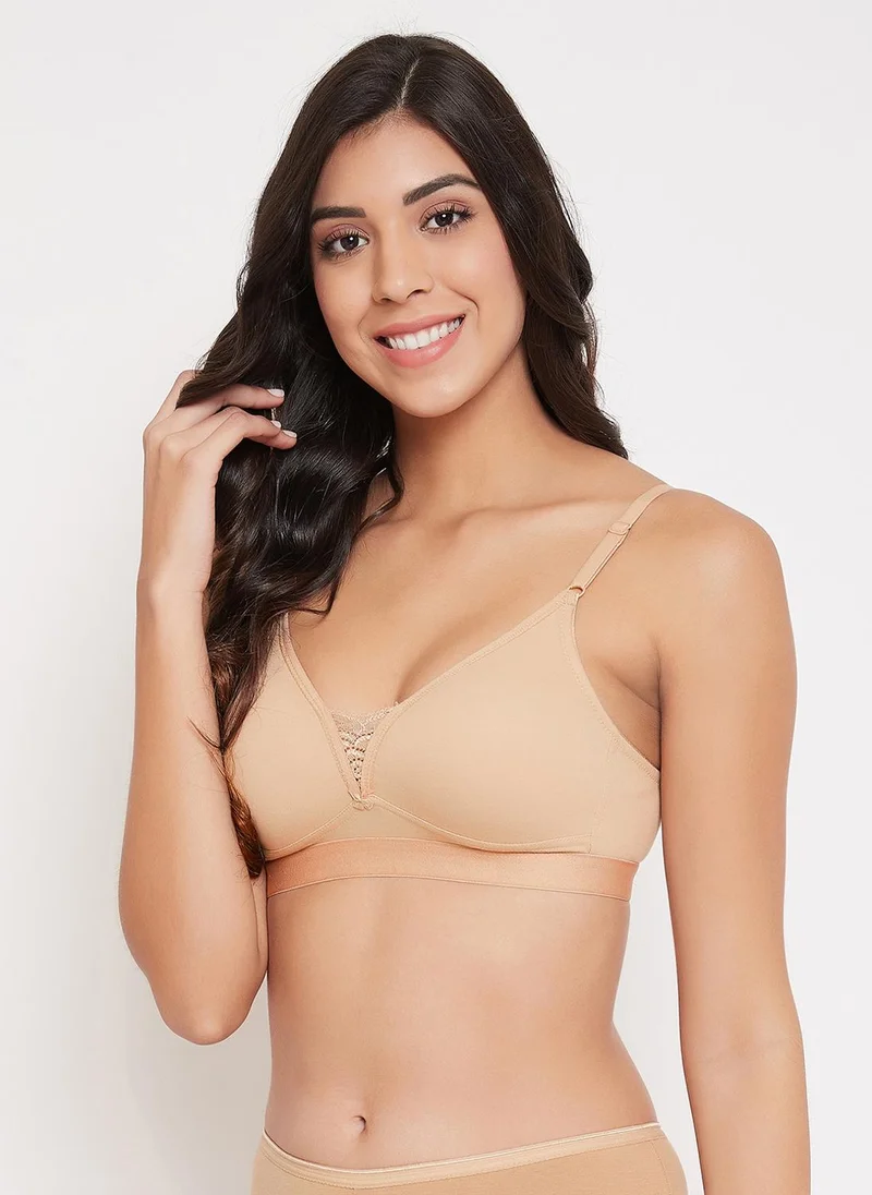 Clovia Clovia Non-Padded Non-Wired Full Coverage T-shirt Bra in Nude Colour - Cotton