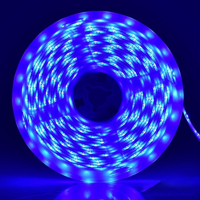 12V LED LIGHT STRIP IP65 WATERPROOF BLUE LED STRIP LIGHTS 164FT5M CUTTABLE 300 SMD 2835 LED TAPE FLEXIBLE LED LIGHTS FOR BEDROOM OUTDOOR INDOOR DECOR POWER ADAPTER NOT INCLUDED