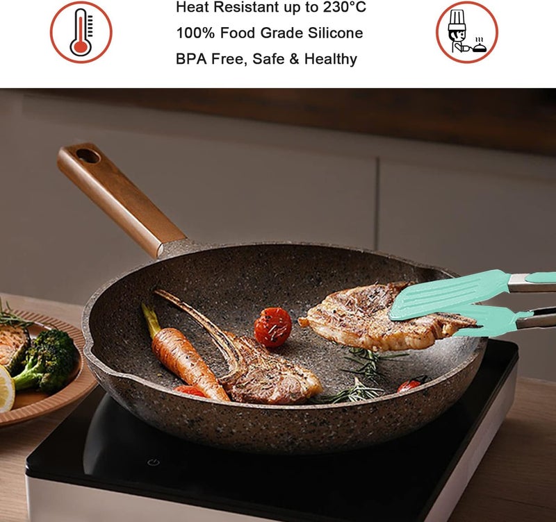 Krivety KRIVETY Premium Kitchen Tongs Kitchen Food Tongs BBQ Tongs Silicone TongsAntiDirty Design Non Stick and AntiScald Handle for Cooking Barbecue Buffet Salad Oven Air Fryer Green - Image 5