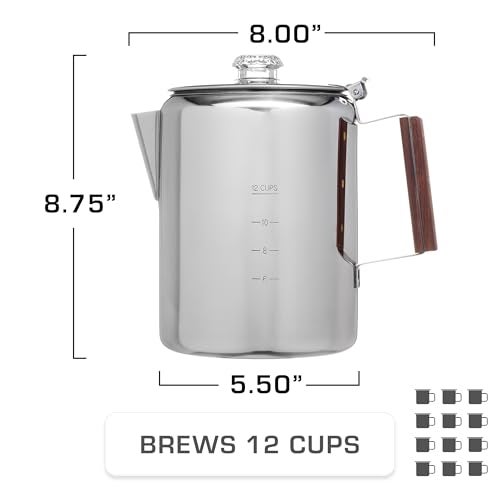 COLETTI Bozeman Percolator Coffee Pot — NO Aluminum or Plastic [12 cup] - Image 4