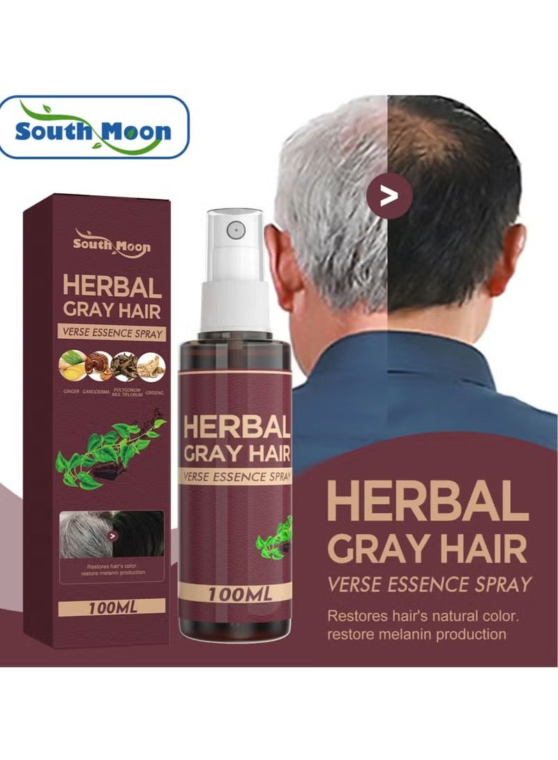 SOUTH MOON Herbal Cray Hair Verse Essence Spray，Polygonum Multiflorum And Ginger Black Hair Liquid, Herbal Extracts Nourish And Repair Gray Hair 3*100ml - Image 5