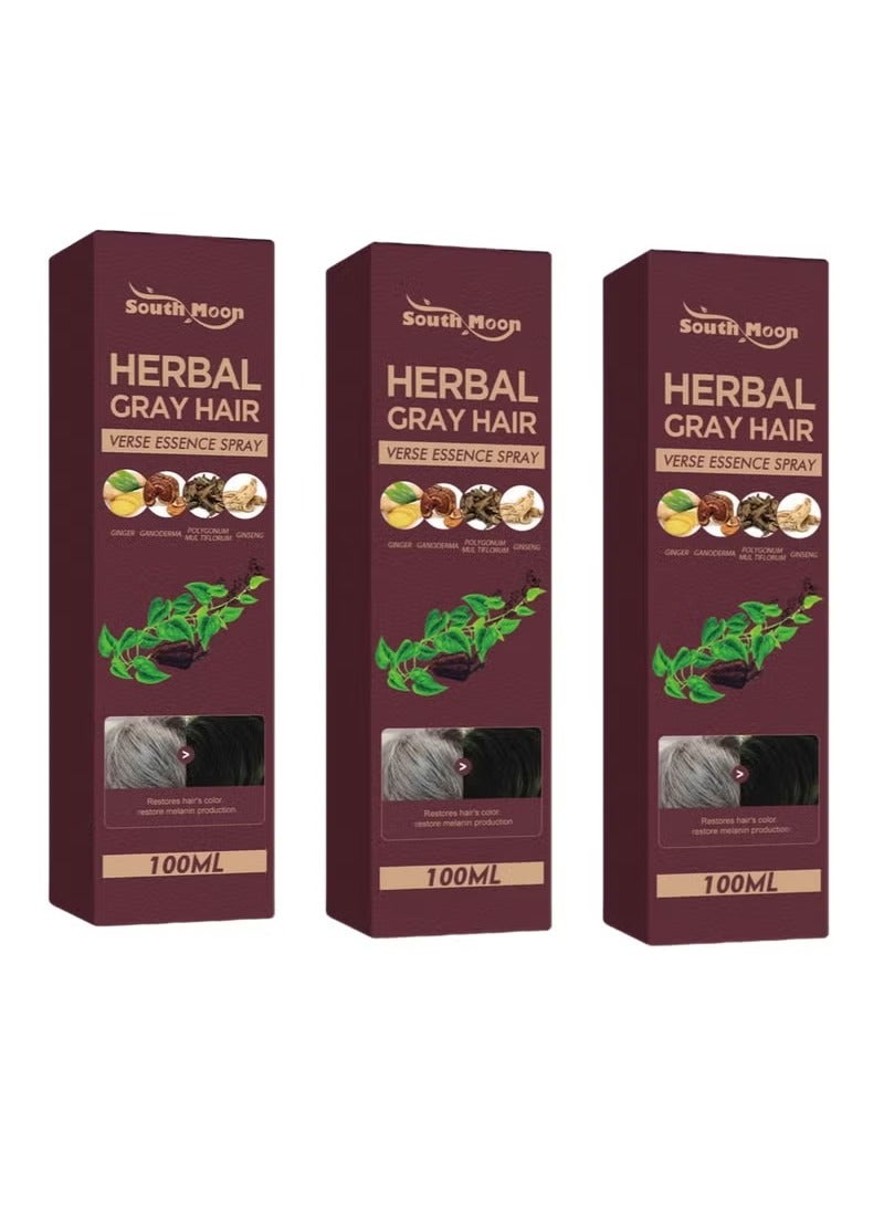 SOUTH MOON Herbal Cray Hair Verse Essence Spray，Polygonum Multiflorum And Ginger Black Hair Liquid, Herbal Extracts Nourish And Repair Gray Hair 3*100ml - Image 1