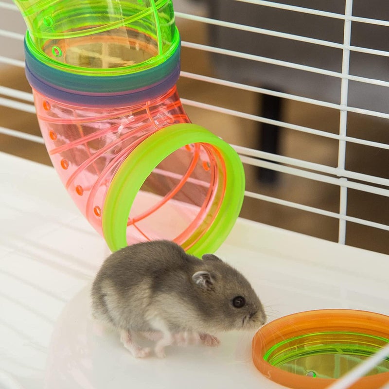Mcage Large 5-Floors Blue Hamster Mansion Habitat Home House Cage Paw Safe Solid Platform with Hide House Running Excerise Wheel Food Bowl Water Bottle Deep Base - Image 4